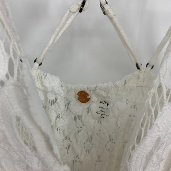 Free People Adella Top Cami White Lace Ruffled Tank NWT - Picture 6 of 13